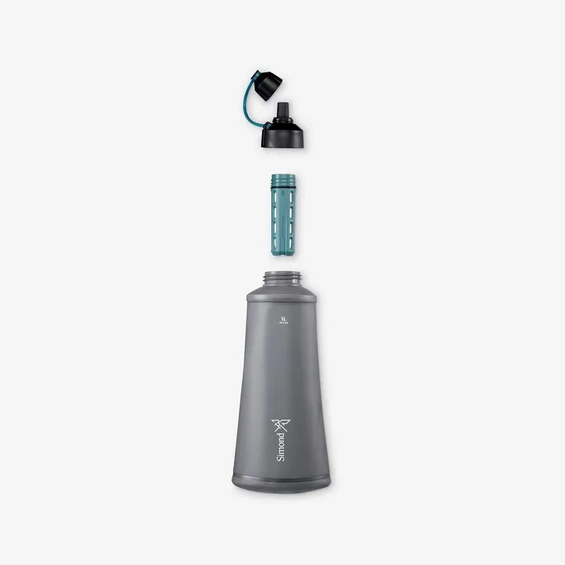 equipo de hidratación para montaña botella de agua con filtro para trekking botella flexible de trekking botella compresible 1 litro botella filtrante para excursiones