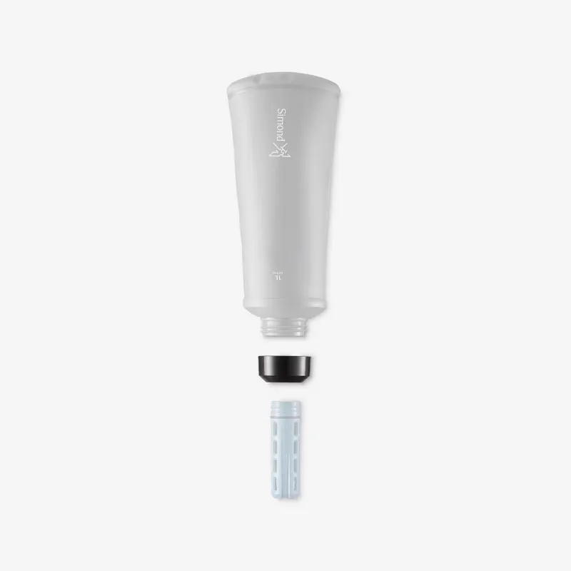 equipo de hidratación para montaña botella de agua con filtro para trekking botella flexible de trekking botella compresible 1 litro botella filtrante para excursiones