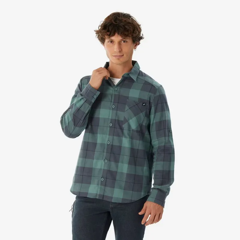 camisa de franela hombre camisa casual de cuadros hombre camisa para trekking hombre camisa de franela para montaña camisa Travel 500 camisa de cuadros para excursiones camisa de franela a cuadros camisa de montaña hombre