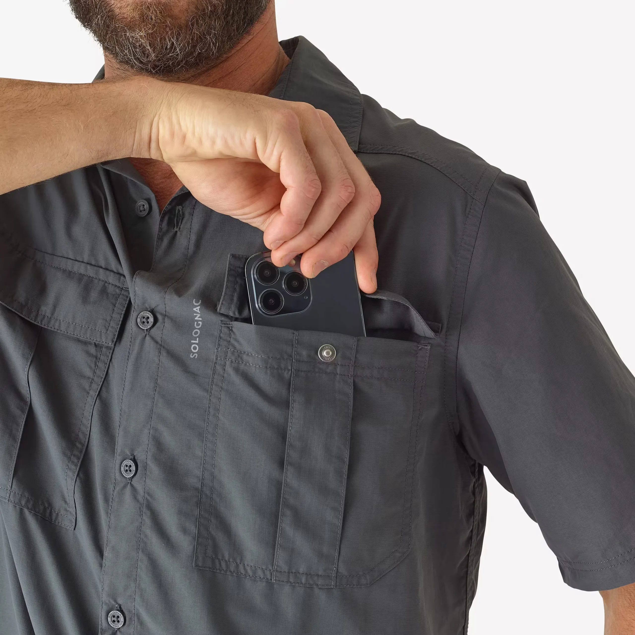 Camisa hombre manga corta transpirable SOLOGNAC4