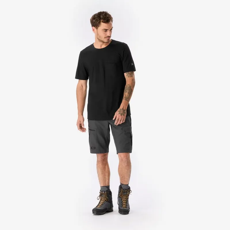 Camiseta de montaña y trekking manga corta lana merino Forclaz SIMOND3