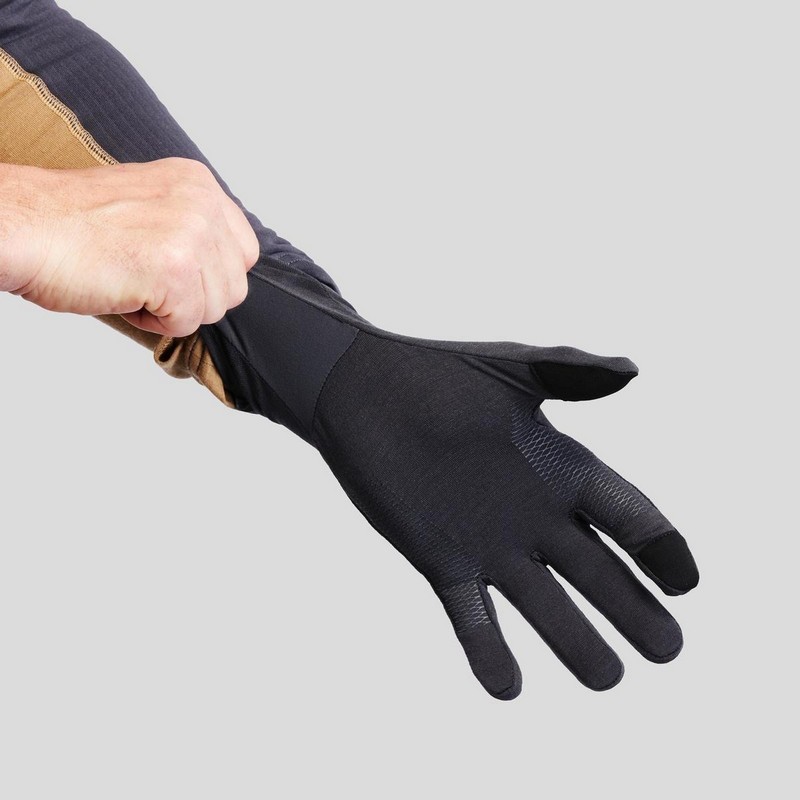 guantes quechua guantes color gris para trekking y montaña guantes térmicos guantes de lana merina